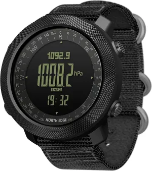 NORTH EDGE Military Watch Tactical Survival Digital Sports Watch for Men Pedometer Compass Calories Durable Nylon Band Apache (50MM)