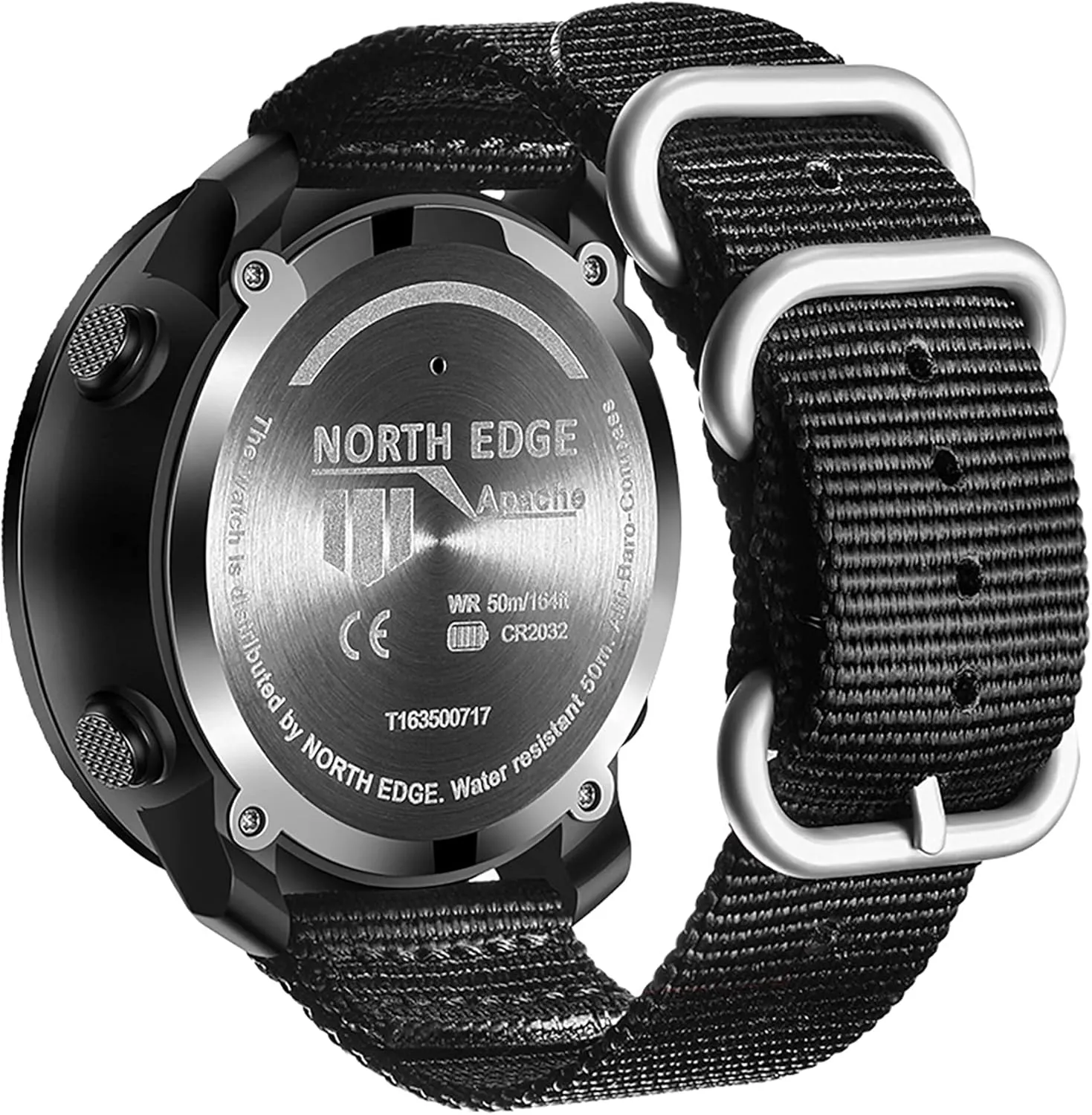 NORTH EDGE Military Watch Tactical Survival Digital Sports Watch for Men Pedometer Compass Calories Durable Nylon Band Apache (50MM)
