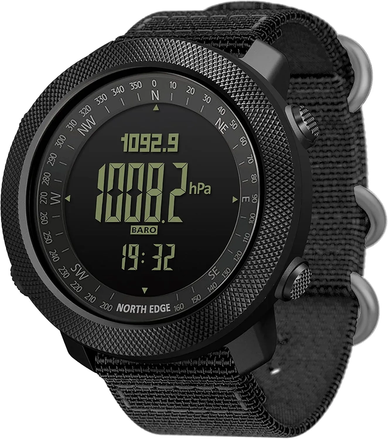 NORTH EDGE Military Watch Tactical Survival Digital Sports Watch for Men Pedometer Compass Calories Durable Nylon Band Apache (50MM)
