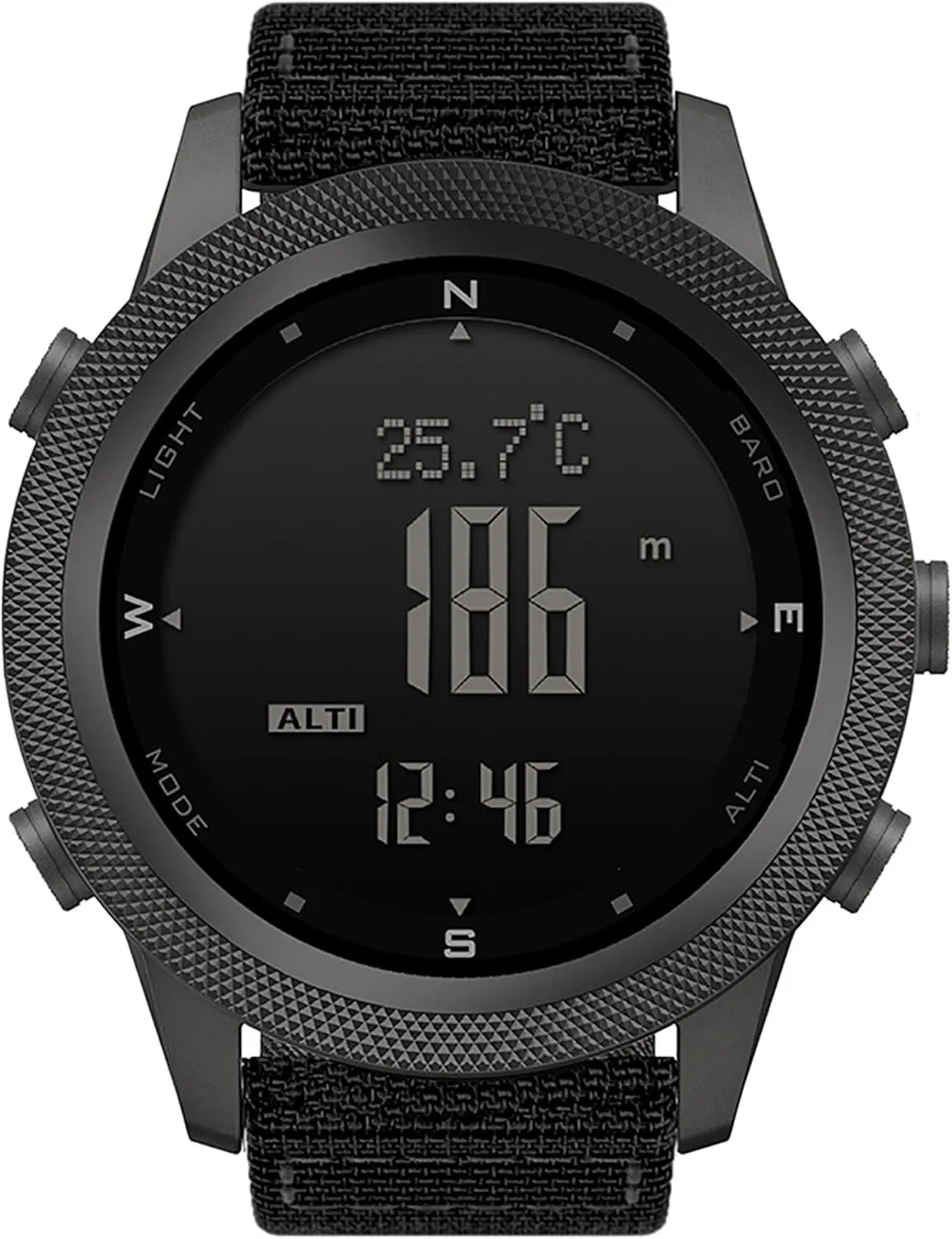 NORTH EDGE Tactical Military Watch - Digital Outdoor Sports Watch for Men, Pedometer, Compass, Calories, Durable Nylon Band, Model: Apache-46