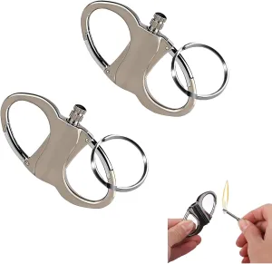 Novelty Keychain Lighter, Windproof Waterproof Mini Metal Match Lighter, for Camping Hiking Adventures(Silver)