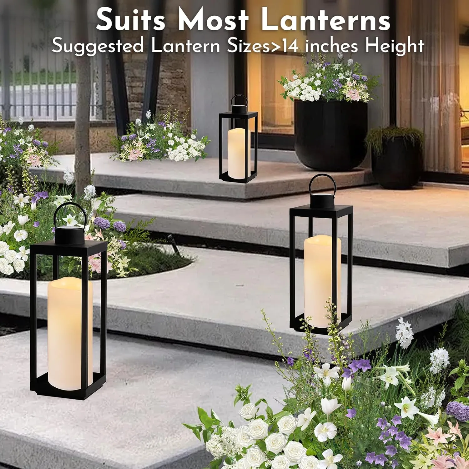 NURADA Large Outdoor Flameless Candles 10" x 4" - Waterproof LED Pillar Flickering Candle Battery Operated with Timer Remote Control for Patio Porch Lanterns Decor - Long Lasting Set of 2