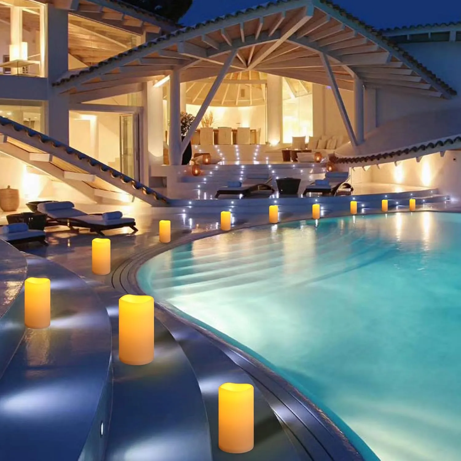 NURADA Large Outdoor Flameless Candles 10" x 4" - Waterproof LED Pillar Flickering Candle Battery Operated with Timer Remote Control for Patio Porch Lanterns Decor - Long Lasting Set of 2
