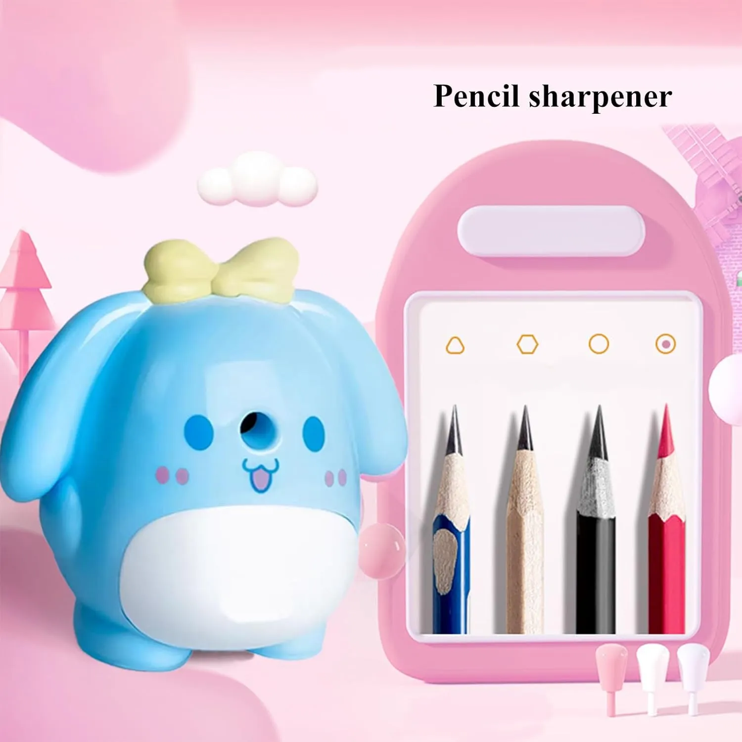 Office Personal Pencil Sharpener - Blue Puppy Shape, Manual, Heavy-Duty Helical Blade for Fast Sharpening, Portable for Office and Home