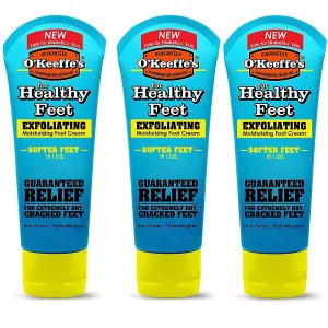 O'Keeffe's Healthy Feet, Exfoliating Foot Cream, 3 oz. Tube - 3 Pack