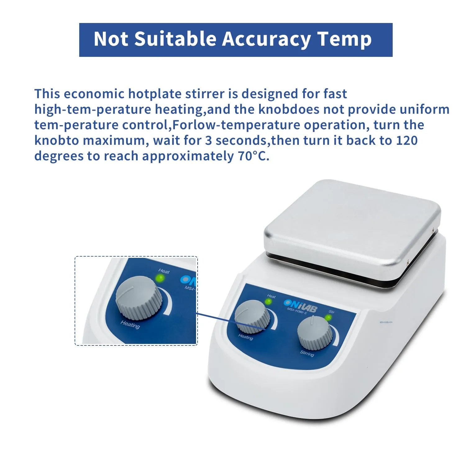 ONiLAB Magnetic Stirrer Hot Plate Max 380℃, Magnetic Hotplate Stirrer with Max Speed 2000RPM, 5L Stirring Capacity, Stirring Bar & Support Stand Included,Not Suitable for Accuracy Temp Control