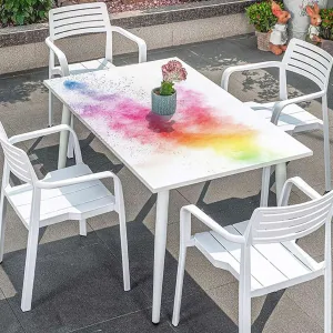 OOzie Iridescent Elastic Tablecloth for Indoors Outdoors Neon Colors Abstract Dreamy Fantasy Fitted Spandex Stretch Square Table Covers Caps Elastic Square Tablecloth Colorful Fits up 4 Foot Tables