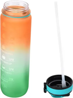 Orange Matte 1000ML Leakproof kettle Bottle, Portable Sports kettle with Scale, Food Grade Silicone Mouthpiece, Durably and Temperature for Outdoor Activities