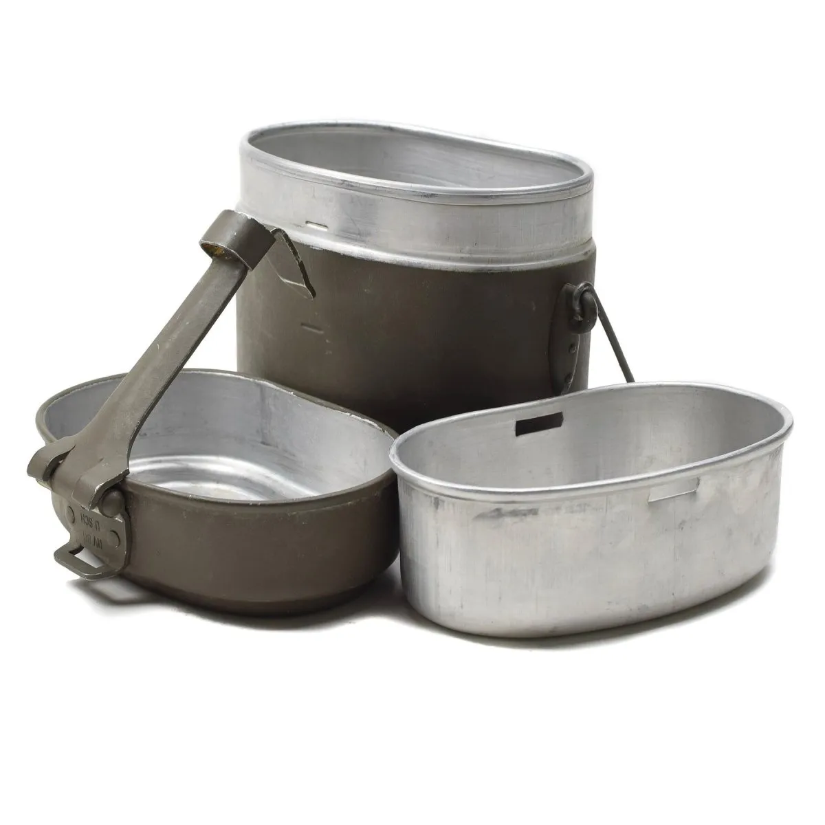 Original Austrian Military mess kit aluminum olive hiking camping cookware set