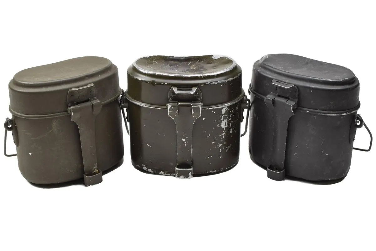 Original Austrian Military mess kit aluminum olive hiking camping cookware set