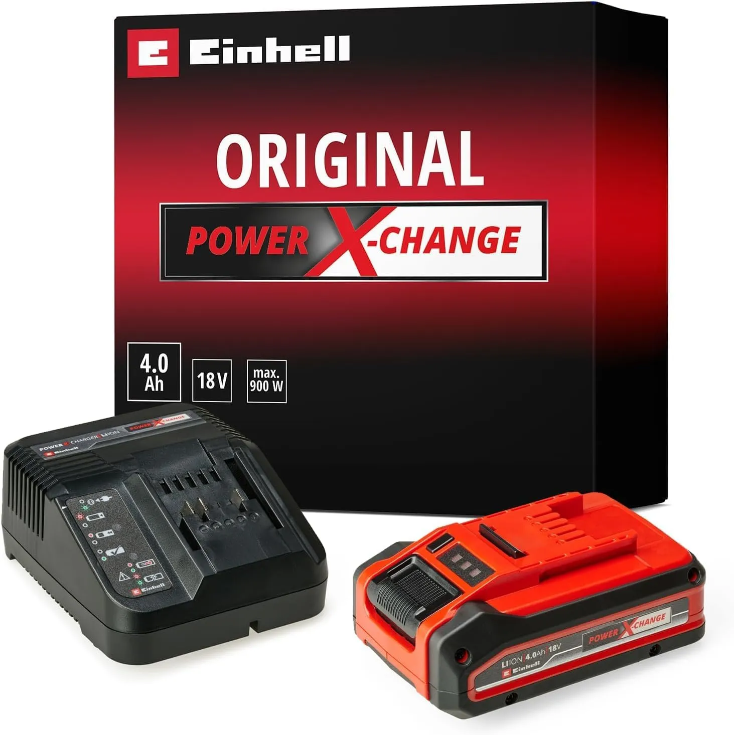 Original Einhell 18V 4.0 Ah Power X-Change Starter Kit (li-ion, 18 V, for All PXC Devices, Zero-Self-Discharge, Proactive…