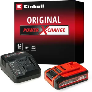 Original Einhell 18V 4.0 Ah Power X-Change Starter Kit (li-ion, 18 V, for All PXC Devices, Zero-Self-Discharge, Proactive…