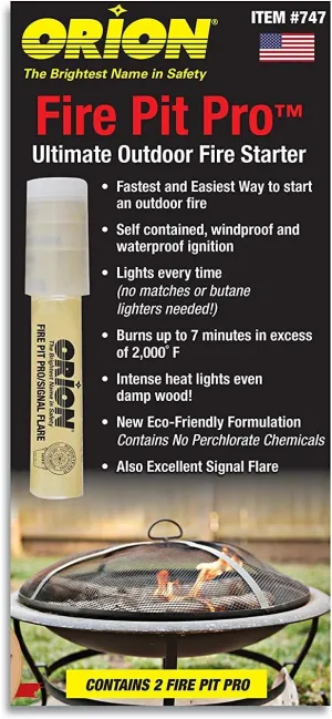 Orion Safety - Fire Pit Pro - Fire Starter for Campfires, Bonfires & Fire Pits - Ignites Damp Wood & Burns up to 7 Minutes - Eco-Friendly - Self-Contained, Waterproof & Windproof Ignition - 12 Pack