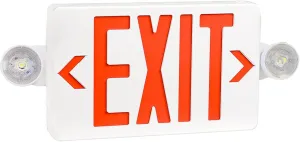 OSTEK Red LED Exit Sign with Emergency Lights，Two LED Adjustable Head Emergency Exit Lights with Battery Backup, Dual LED Lamp ABS Fire Resistance UL-Listed 120-277V