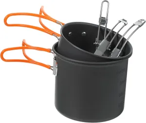 Outdoor Aluminum Camping Pot Set 1-2 Person Cooking Utensils Pot Pan Plate Cup Multi-Purpose Camping Cookware