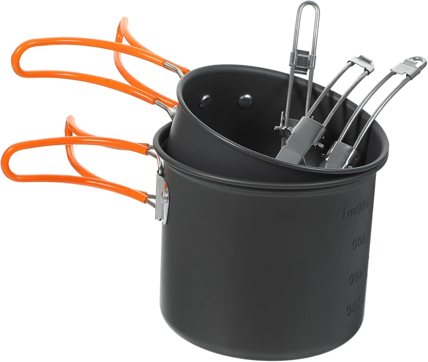 Outdoor Aluminum Camping Pot Set 1-2 Person Cooking Utensils Pot Pan Plate Cup Multi-Purpose Camping Cookware
