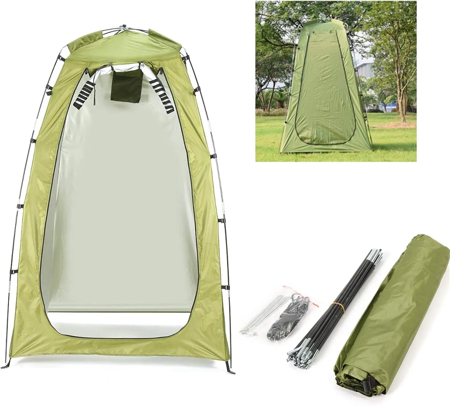 Outdoor Bathing Tent Portable Shower Toilet Tent Camping Tents Outdoor Waterproof Change Bathroom Sun Shelter Open Up Tent for Bathing Toilet (Green 120x120x180cm)