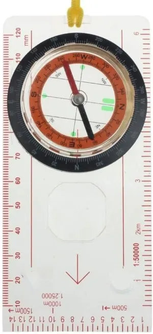Outdoor Camping & Hiking Compass with Magnifying Glass, Map Scale, Lanyard – 360° Directional Baseplate Compass for Orienteering