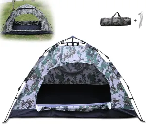 Outdoor Camping Outing 2-3 Person Pop-Up Camping Tents, Outdoor Portable Foldable Automatic and 190T U-V Resistant Polyester Silk Spun Ox Cloth Tent