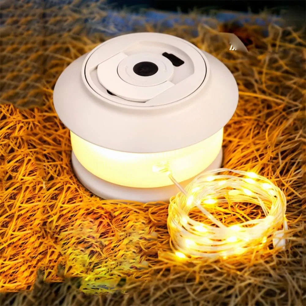 Outdoor Camping String Lights, Portable Camping Lights for Camping/Yard/Hiking, Waterproof Retractable String Lights, Durable Tent Fairy Lights, RV Awning Lights (65.6ft) (White, Warm Light)