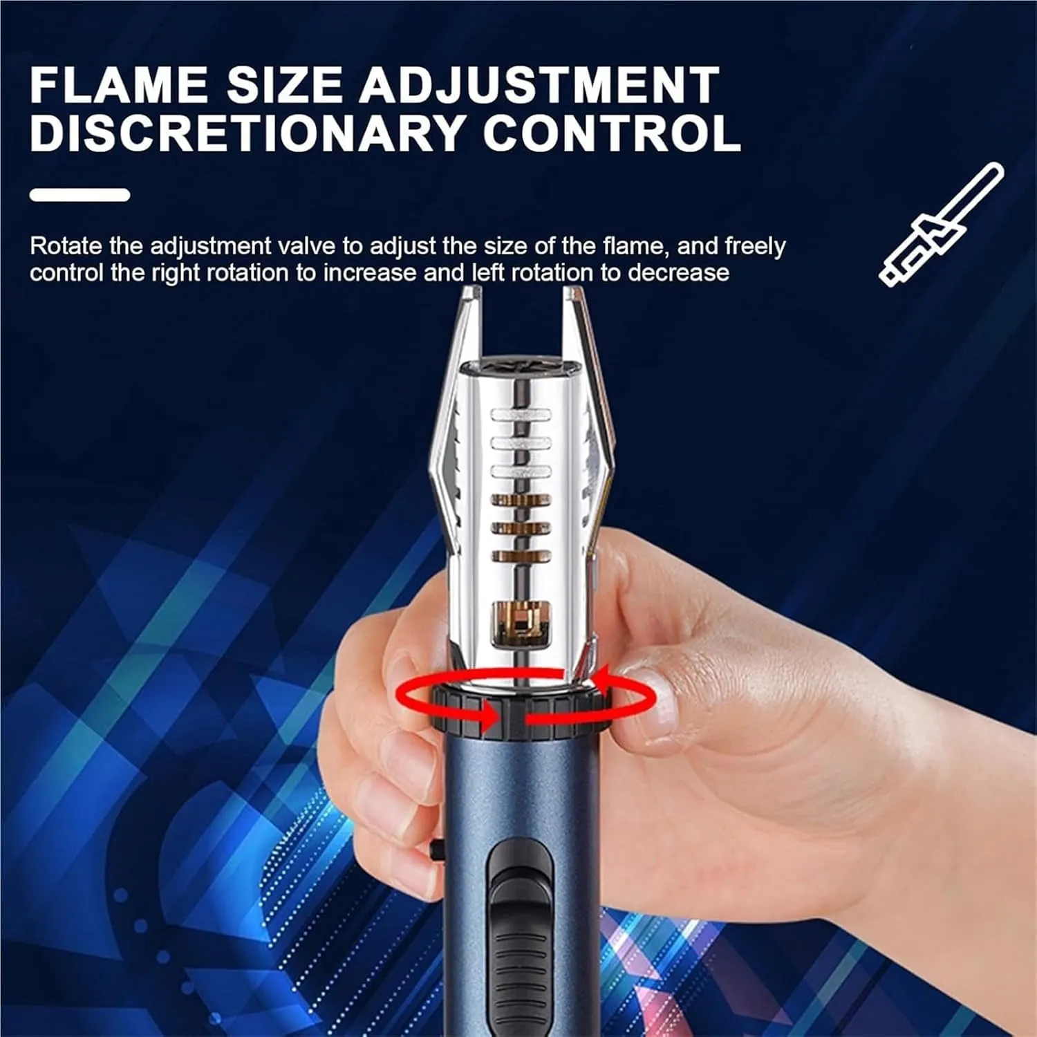 Outdoor Camping Windproof Direct fire Lighter, Direct fire Lighter with Safety Lock, Adjustable, Rechargeable Butane, Suitable for Candles, Campfires, Barbecue, Camping, Gifts(D)