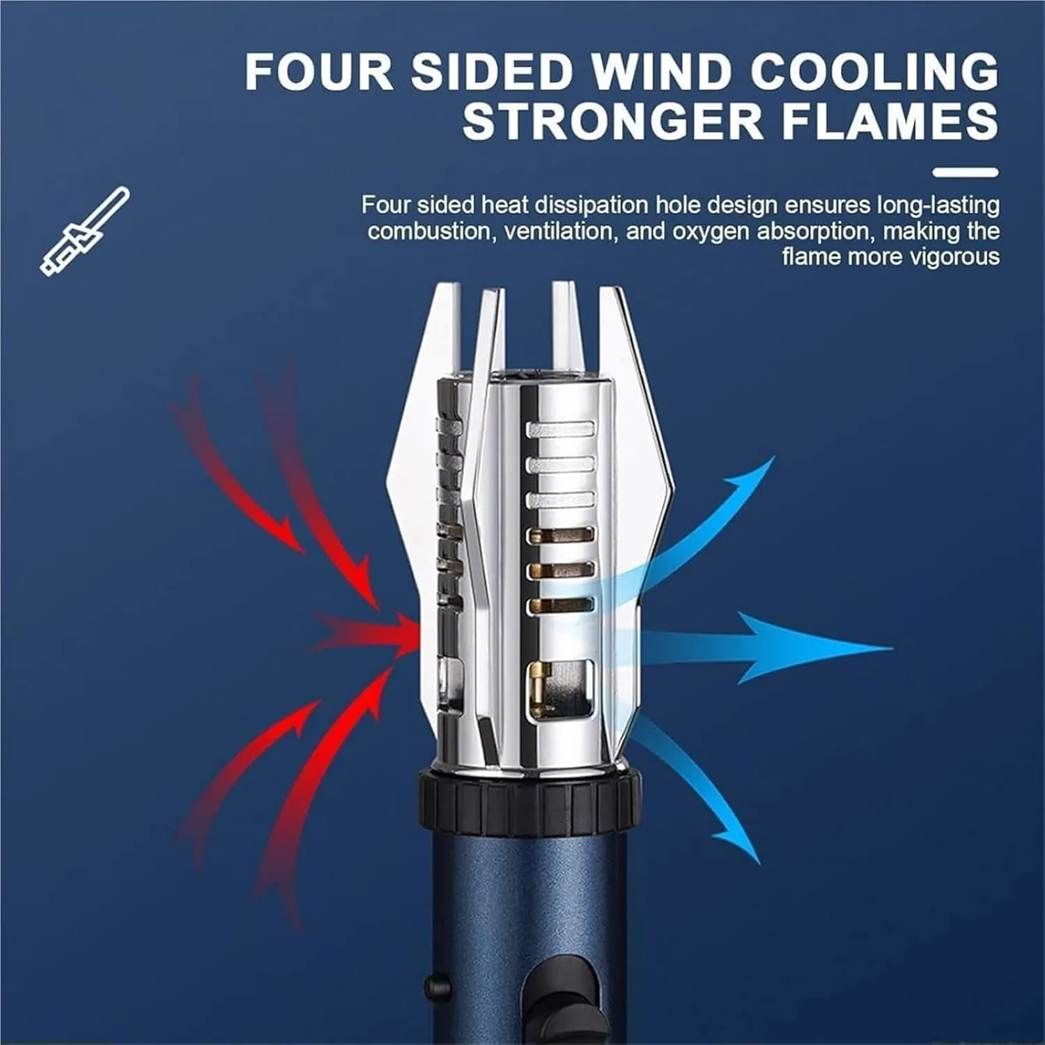 Outdoor Camping Windproof Direct fire Lighter, Direct fire Lighter with Safety Lock, Adjustable, Rechargeable Butane, Suitable for Candles, Campfires, Barbecue, Camping, Gifts(D)
