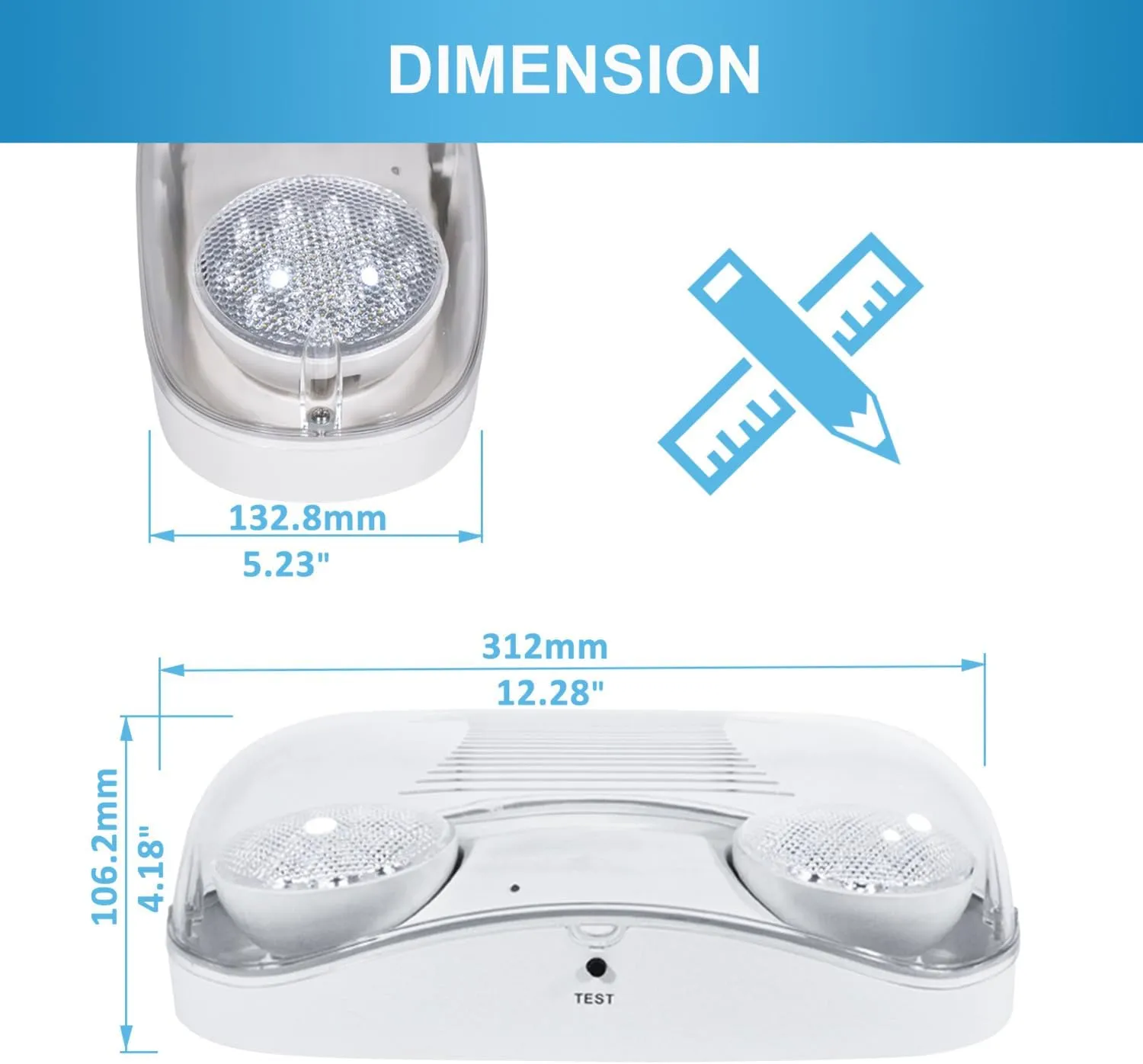 Outdoor Emergency Light with Battery Backup, Exterior Lights with Battery Backup, Wet Location, LED Egress Lights, Exterior Two Adjustable Heads Emergency Lighting Fixture,120/277V, UL Listed (1 Pack)
