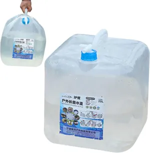 Outdoor Large Capacity Folding Water Bag - Water Storage Cube 20 L, 20 L Leakproof Water Container Water Storage Cube | Foldable Water Bag with Faucet & Handle, Clear Water Storage Jug for Hiking