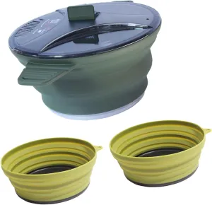 Outdoor Picnic Pot and Bowls Set Cooking Cutlery Set Foldable Lightweight Camp Mess Kit for BBQ Hiking Kitchen Fishing Travel