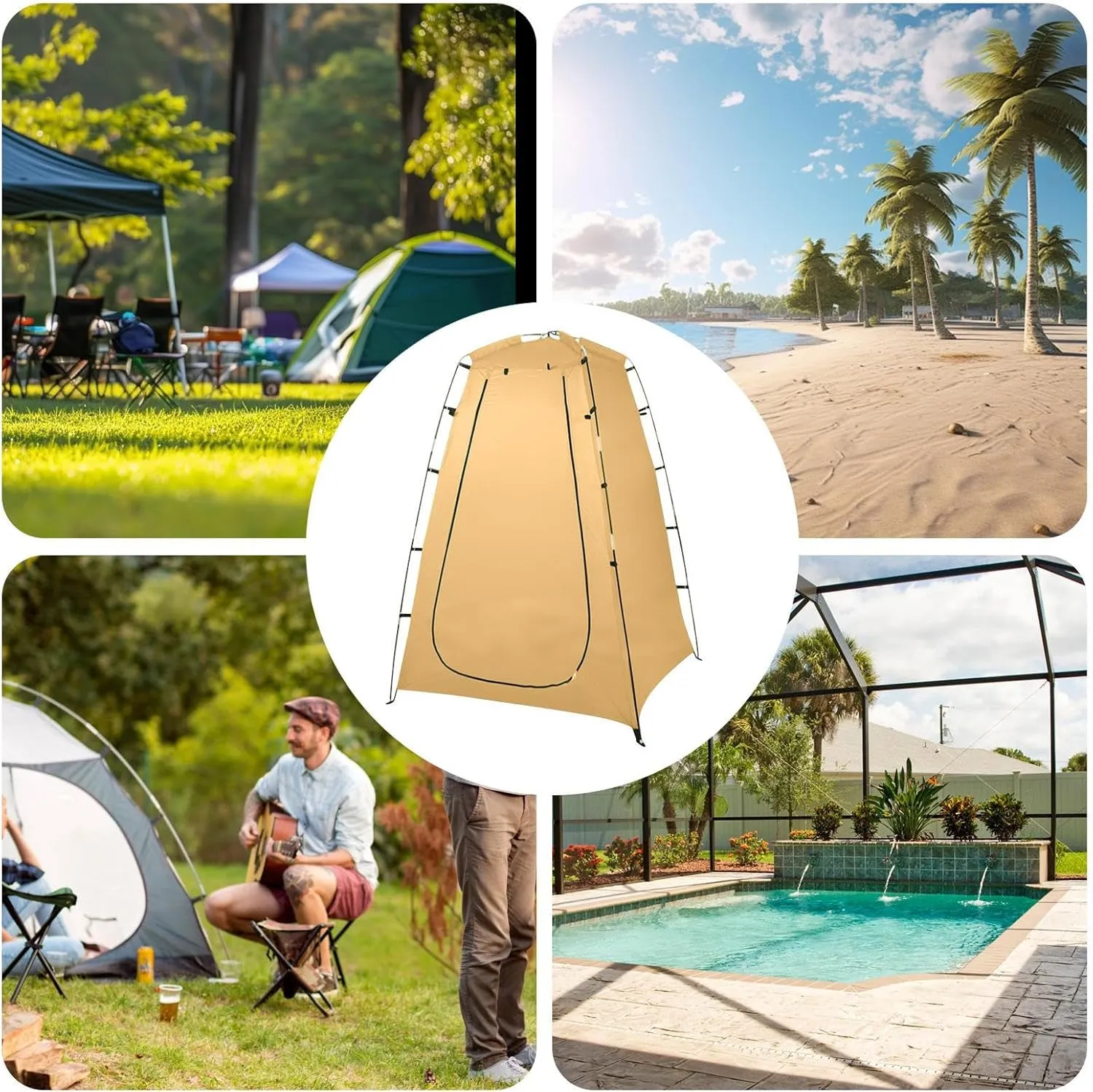 Outdoor Shower Tent | Dressing Toilet Shelter for Beach - 4-in-1 Multifunctional Portable Shower Tent Privacy Closure for Beach RV Backyard