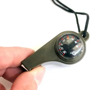 Outdoor Whistle Plastic Multifunctional 3-in-1 Whistle Survival Whistle Compass Thermometer Whistle Referee