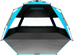 OutdoorMaster Beach Tent with Blackout Shelter Technology, Portable Beach Shade Sun Shelter Canopy for 4-6 Person with UPF 50  UV Protection, Easy Setup Pop Up Tent Family Size