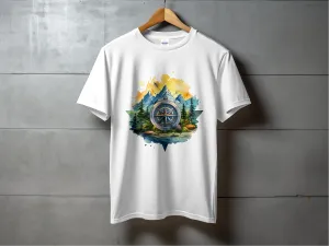 Outdoors-Hiking-Explore New Horizons Compass and Nature Scene