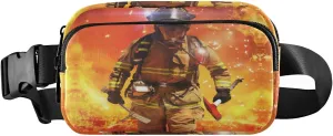 Oyihfvs Firefighter Survivors with Tools Fire Background Adjustable Fanny Waist Pack Pouch, Waterproof Runners Sports Waist Pack Wallet for Sports Hiking Fitness Cycling Gym Women Men