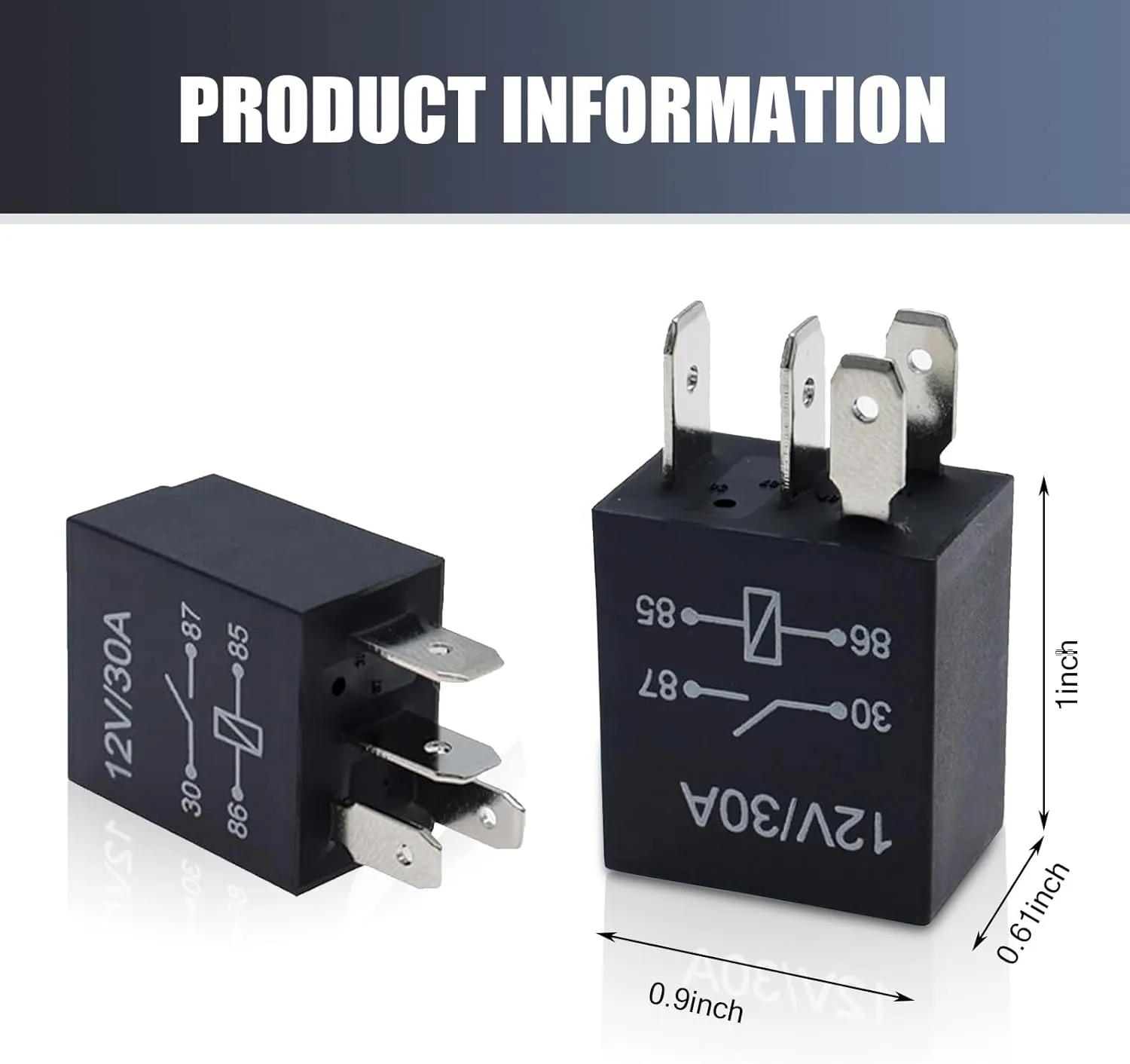 Pack-4 Car 4 Pin Relay, DC 12V Multi-Function Air Conditioning Oil Pump Motor Replacement Accessories, Waterproof and Flame Retardant Housing Starting Relay, Universal for Cars (Black)