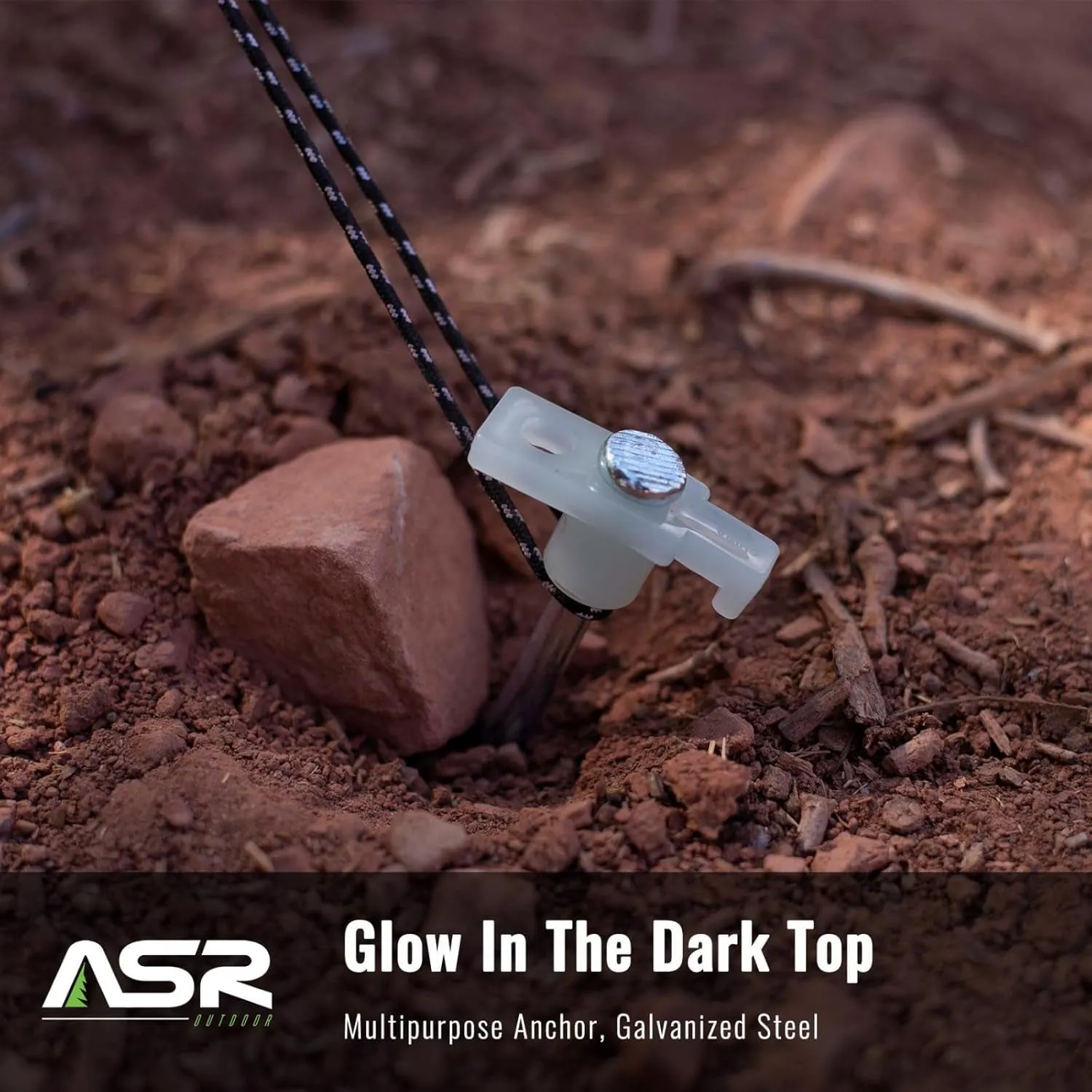 Pack) Compliance-certified Tent Pegs Duty the Heavy Dark Tent Steel Gear in Camping Stake (4 Anchor Glow Multi-functional
