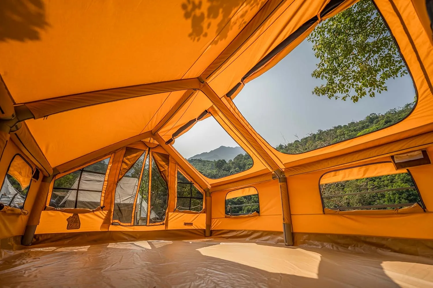 Panda Inflatable Tents for Camping with Stove Jack, Canvas Blow Up, Easy Setup Inflatable Tent, Waterproof Hot Inflatable Outdoor House, Casa de Campaña with Hand Pump