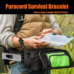 Paracord Survival Bracelet (6 Pieces), Adjustable, Practical Five Functions, Fire Starter, Loud Whistle, Reliable Compass, Rope Cutter, Reliable Paracord