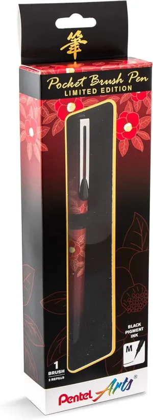Pentel Arts Limited Edition Pocket Brush, Inking Brush Pen, Camellia Wrap (GFKP3J3BPA)