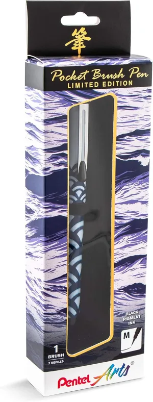 Pentel Arts Limited Edition Pocket Brush, Inking Brush Pen, Indigo Wrap (GFKP3F3BPA)