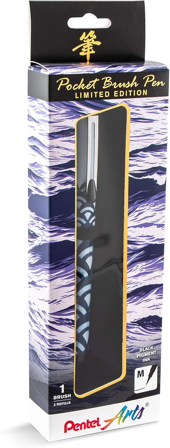 Pentel Arts Limited Edition Pocket Brush, Inking Brush Pen, Indigo Wrap (GFKP3F3BPA)