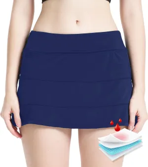 Period Swimwear Leakproof Swim Skirt Waterproof Menstrual Swimsuit with Pocket for Women Teens Girls