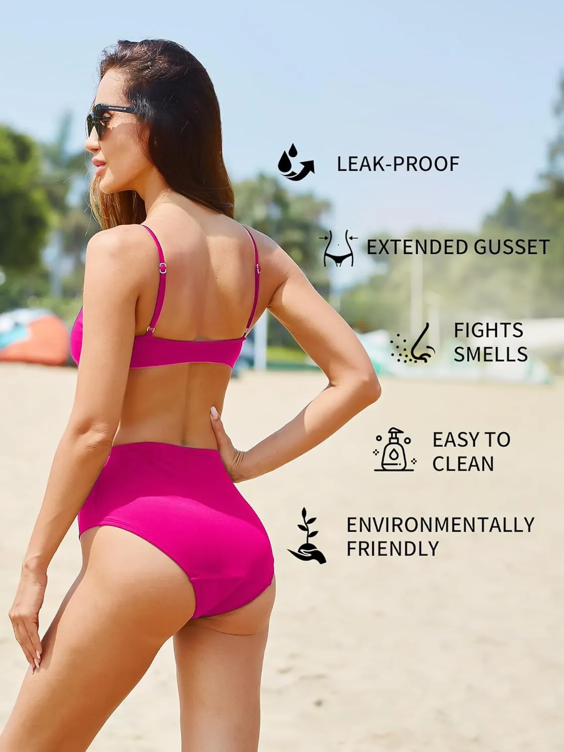 Period Swimwear-Menstrual Swimsuit Bikini Bottoms-High Waisted Leakproof Swim Bottoms for Teens Girls and Women.