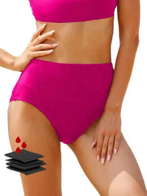Period Swimwear-Menstrual Swimsuit Bikini Bottoms-High Waisted Leakproof Swim Bottoms for Teens Girls and Women.