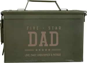 Personalization Universe Five Star Dad 30 Cal Ammo Can - Military Surplus Ammo Storage Box - Lockable Waterproof Ammo Boxes for Storage - Gun & Ammunition Storage & Safes - Hunting Accessories for Men