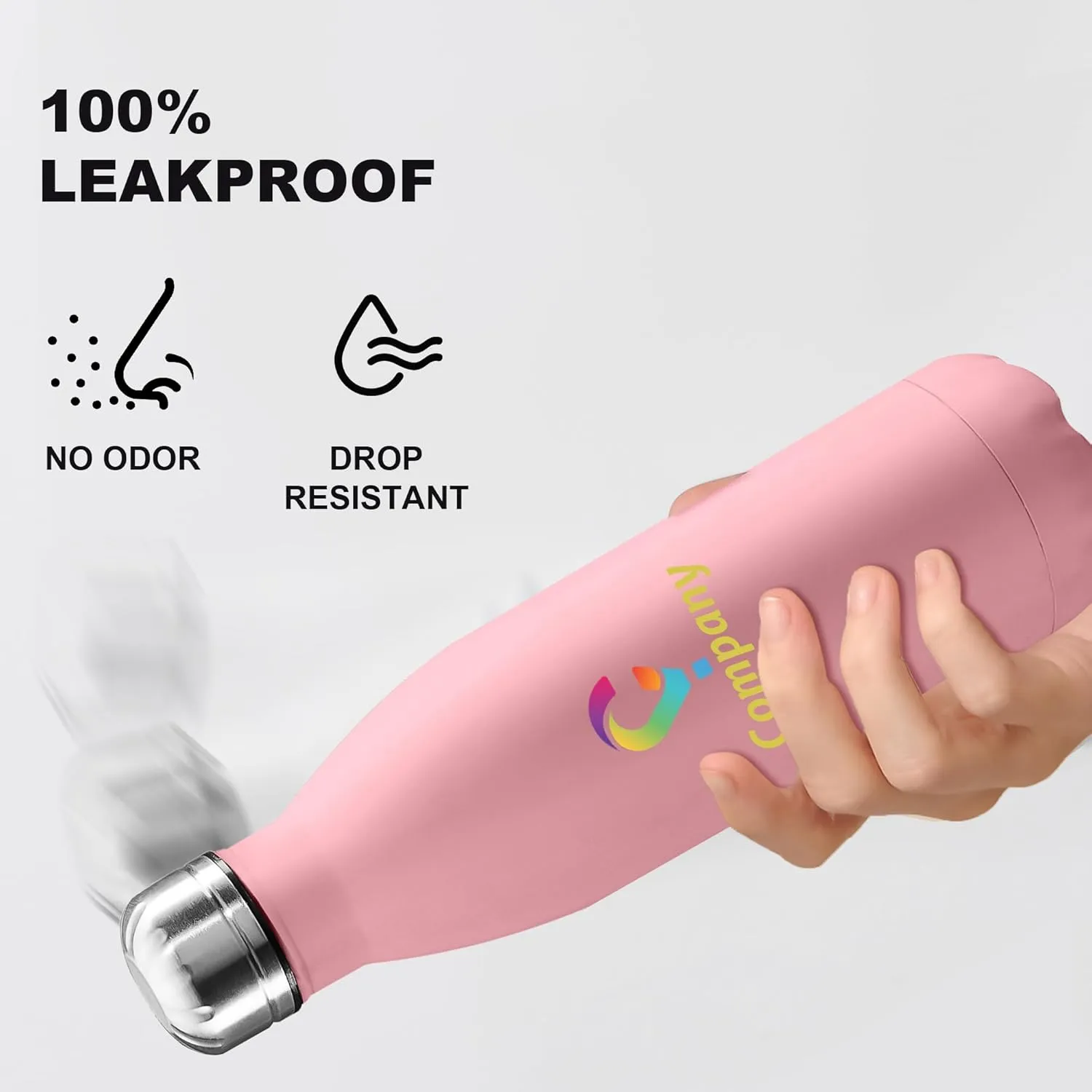 Personalized Custom Water Bottle Print in USA 17oz Stainless Steel Double Wall Leakproof Cups With Colorful Text Logo for Sports Outdoors