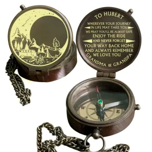 Personalized Vintage Compass - Custom Engraved Compass with Optional Wooden Gift Box or Leather Case - Unique gift for Graduation, Christmas, Retirement, Baptism, Promotion, and Holy Communion