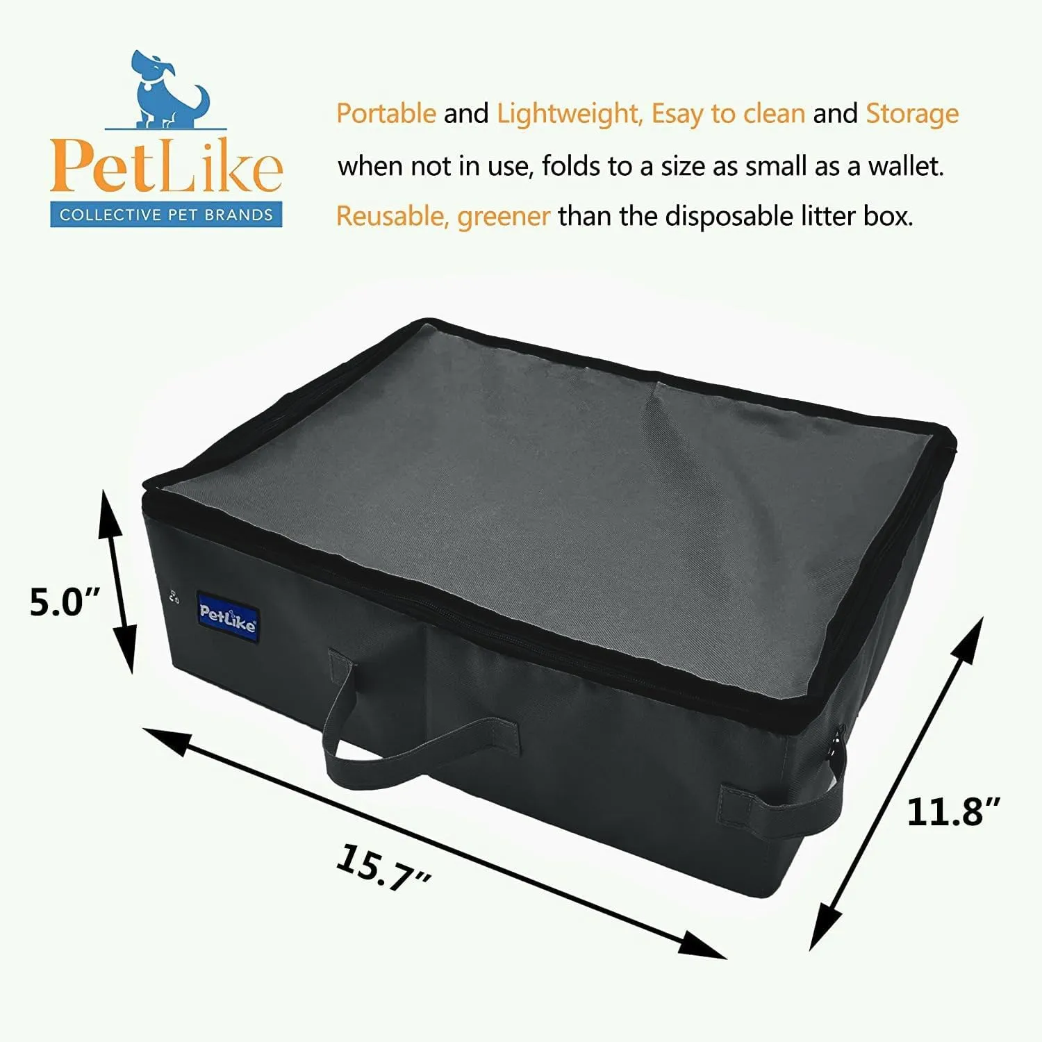 PetLike Travel Cat Litter Box, Leak-Proof Portable Litter Box, Collapsible Toilet Tray Carrier for Small Medium Cats (Black Litter Box Liners, Medium)