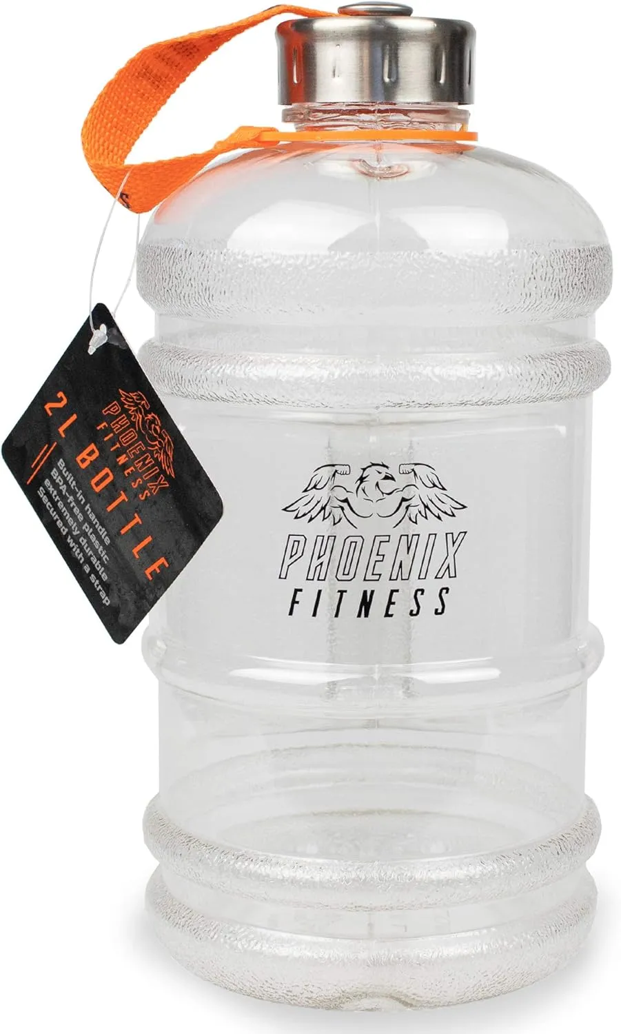 Phoenix Fitness RY964 68oz Sports Water Bottle, Large Sports Fitness Gym Bottle Jug with Wide Mouth, BPA Free Non Toxic Leakproof for Fitness, Clear
