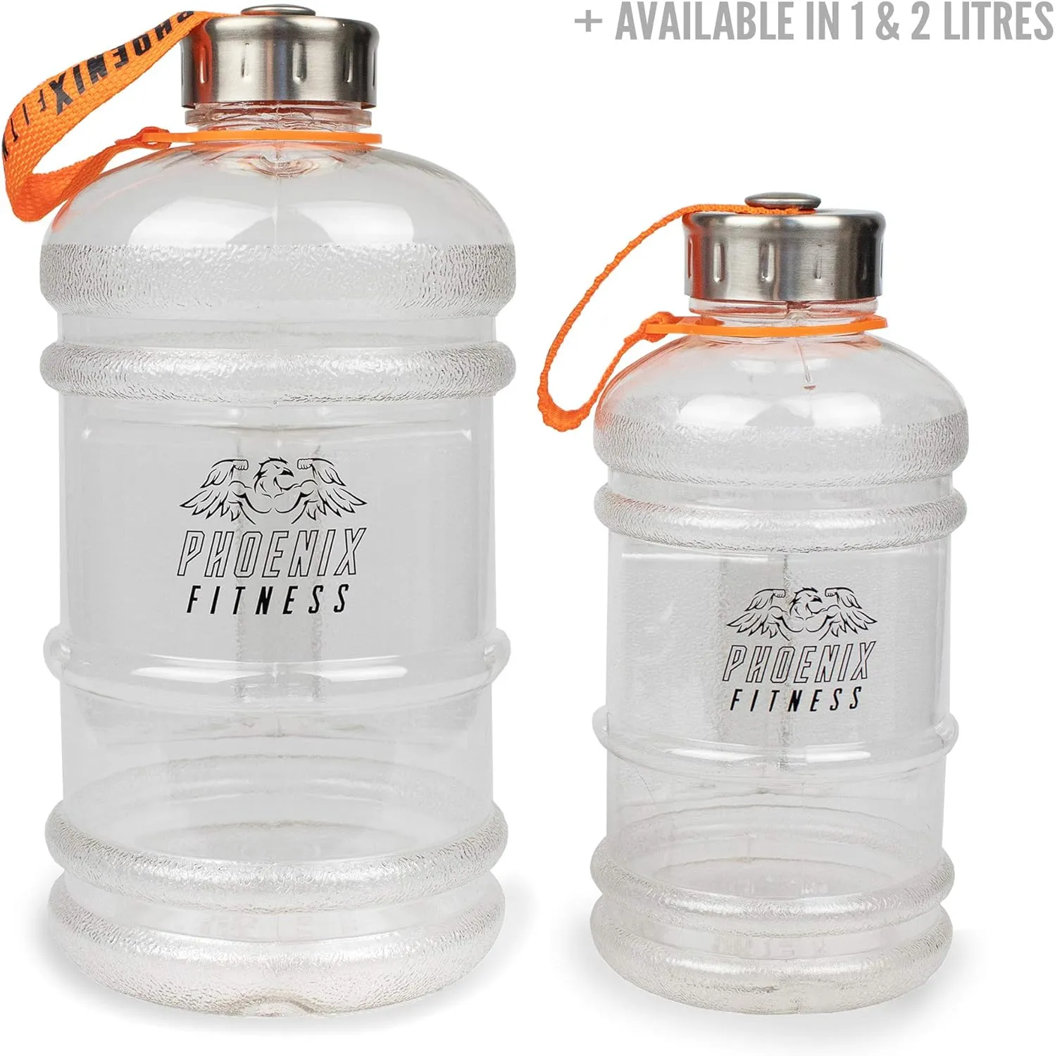 Phoenix Fitness RY964 68oz Sports Water Bottle, Large Sports Fitness Gym Bottle Jug with Wide Mouth, BPA Free Non Toxic Leakproof for Fitness, Clear
